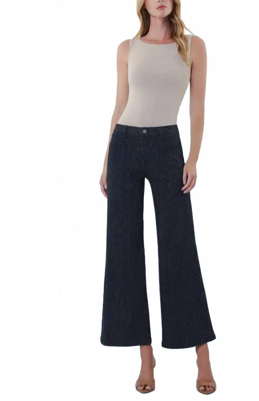 NEW VERVET BY FLYING MONKEY striped crop wide leg pant in black